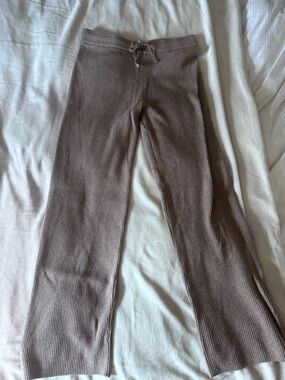 GAP Ribbed Wide Leg Knit Pants in Taupe